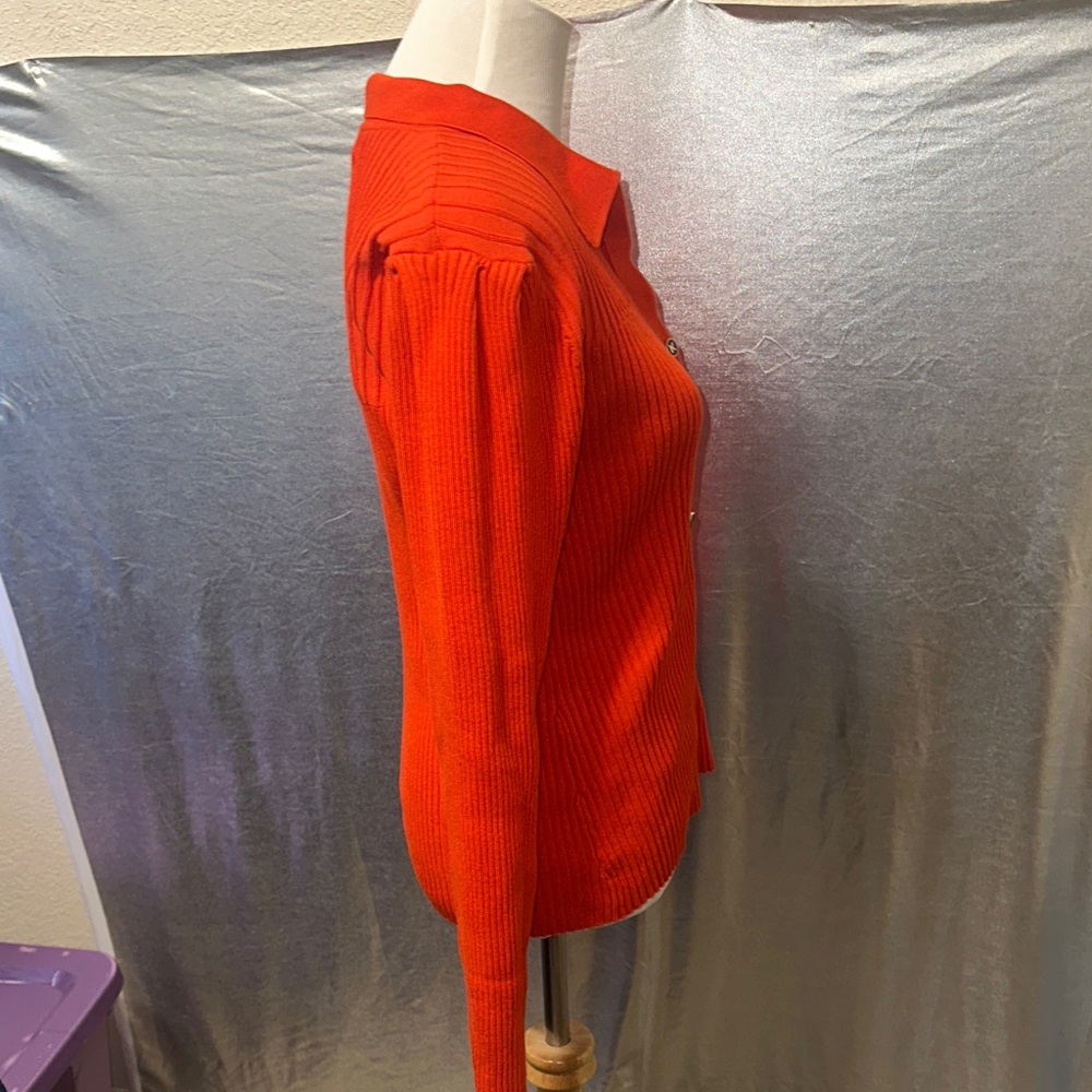Karl Lagerfeld Orange V-Neck Sweater - Picture 4 of 5